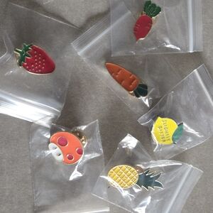 Cute Fruit & Veggie Enamel Pin Set - Colorful Kids Accessories